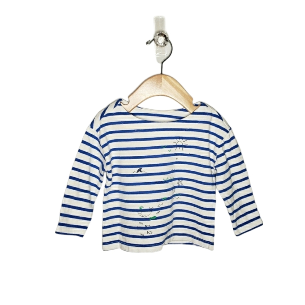 NWT Gymboree 12-18 Monthd Bsby Blue Striped Nautical Ocean Long Sleeve Top